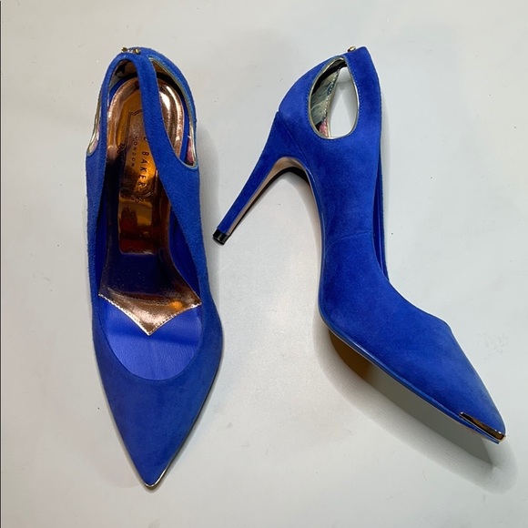 Ted Baker Jesamin Blue Suede Heels Size 39